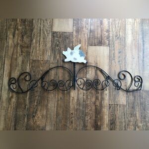 Vintage Wrought Iron Flying Pig Wall Rack, Hang Hats Purses Plates, Farm Cottage